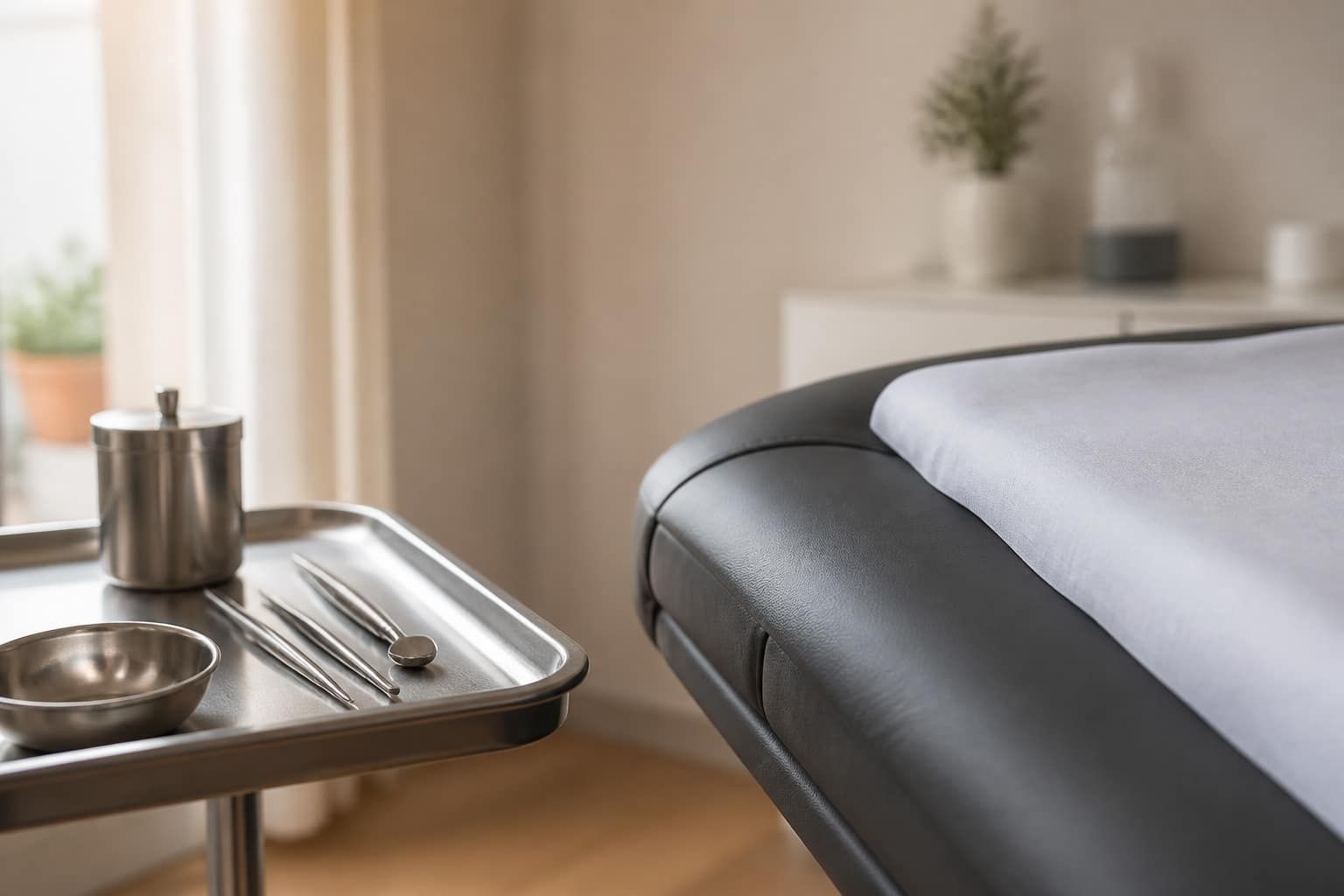 Détail du plateau de soin, cabinet laser médical Béziers